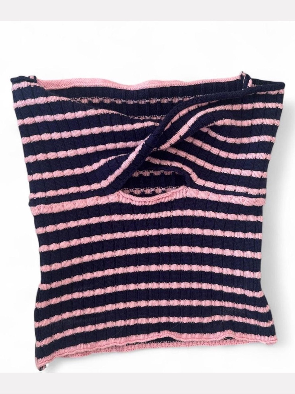Sweater-Knit Cropped Tube Top | Soft Twist Cut Out Strapless Top
